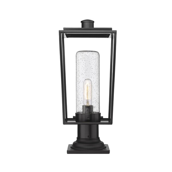 Sheridan 1 Light Outdoor Pier Mounted Fixture, Black And Seedy